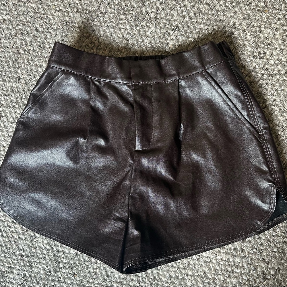 GREY LAB High Waist Brown Shorts